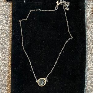 Delicate Silver-Tone Blue Crystal Pendant Necklace